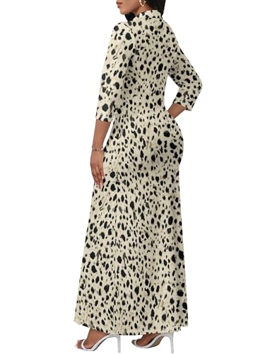 Image of PinkPatty Women's Casual 3 /4 Sleeve Polo V Neck Bodycon Maxi Dress