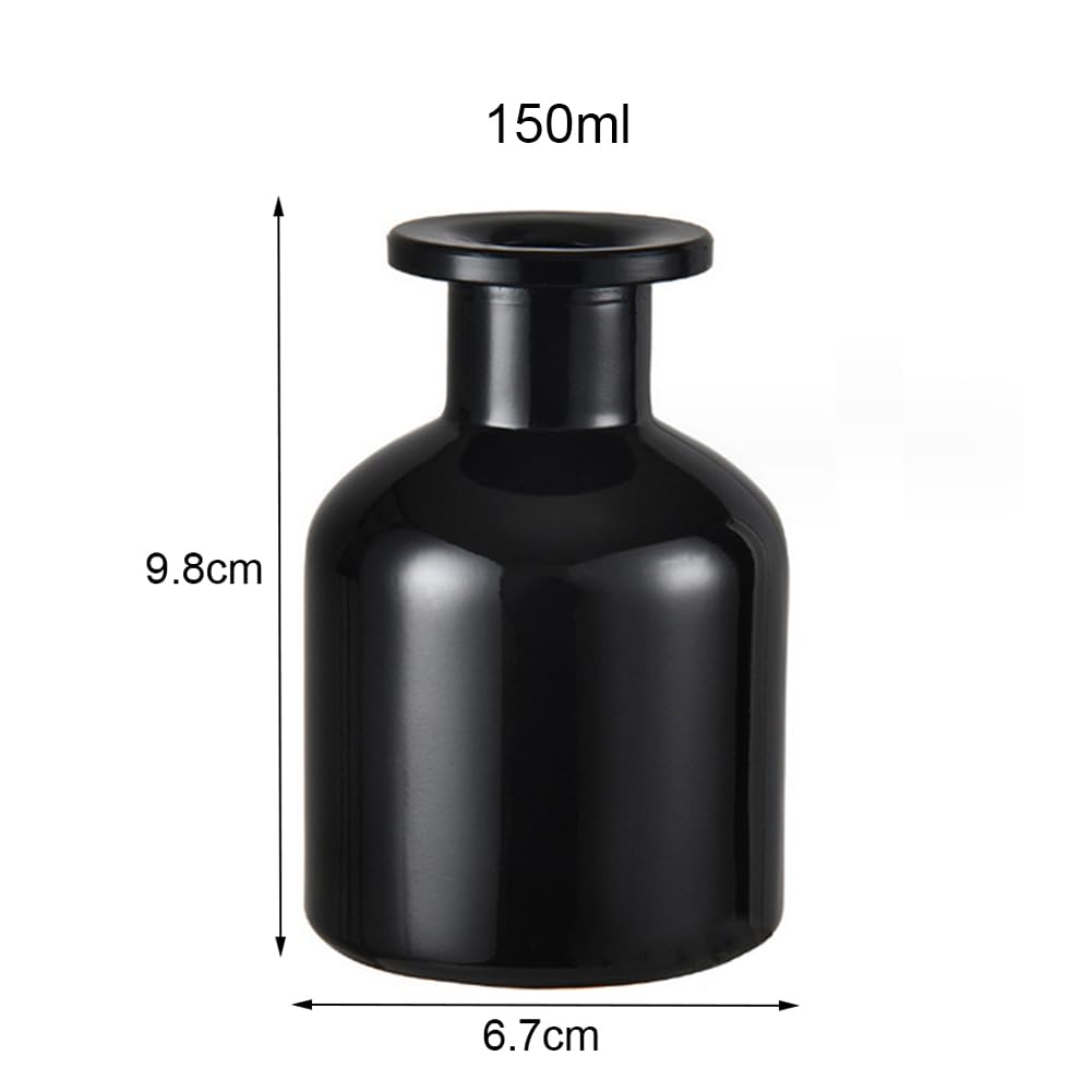 150ml/5oz Empty Refillable Glass Diffuser Bottle Diffuser Jars Aromatherapy Storage Container Fragrance Accessories Use for DIY Replacement Diffuser Sets (Light Black)