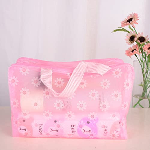 Bolsa de higiene cosmética de PVC transparente, bolsa de viagem transparente de grande capacidade com alça, armazenamento com zíper para suprimentos de banho