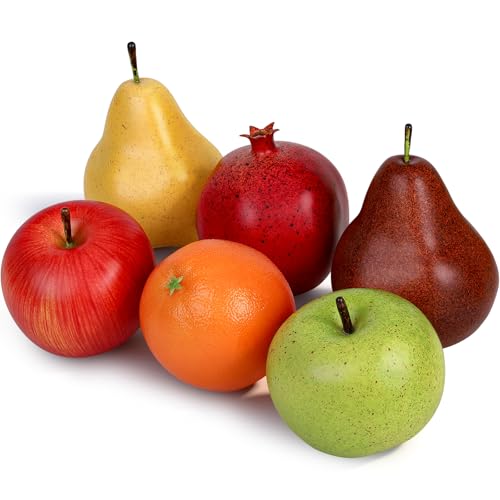 Meiwlong 6 Pcs Artificial Fruits, Simulation Fake Fruits for Home Decor