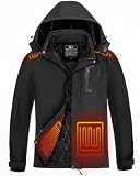 dark rescue Heated Jacket for Men, 6 Heat Zones Winter Mens Heated Jacket, with Detachable Hood Soft Shell Heating Coat