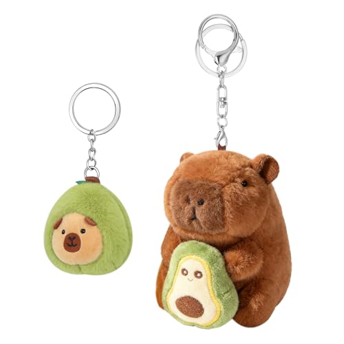 Capybara Keyring Plush Avocado Capybara Keychain Cute Capybara Keychain