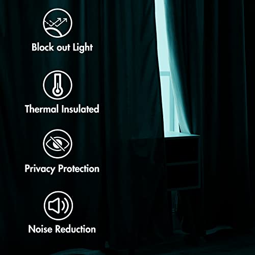 Image of MIULEE Teal Velvet Curtains 52x96 inches 2 Panels Luxury Blackout Curtains | Thermal Insulated, Super Soft Window Drapes for Bedroom Living Room, Rod Pocket & Back Tab