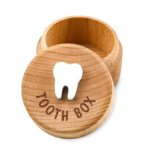 wlertcop Cute Wooden Tooth Fairy Keepsake Box, Lost Tooth Holder for Kids