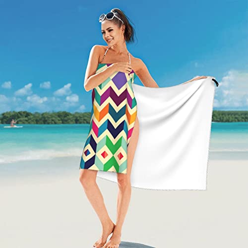 Koolr Multicoloured Zig Zag Printing Bath Towels Beach Towel High Absorbent Quick-Dry,For Bathroom,Pool,Gym,Yoga,Camp #TOP7