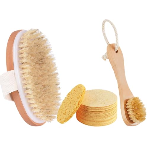 Spazzola per il corpo con spazzolatura a secco, Spazzola per il viso | Spazzola da bagno per spazzolatura a secco | Set di spazzole per la pulizia della pelle, spazzole per il viso per doccia, viaggio