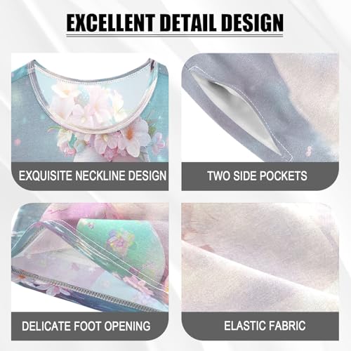 ALAZA Easter Duck Egg Flower Floral Pajamas Set Short Sleeve Cotton Sleepwear Summer Pjs 2 Piece 5-14Y4