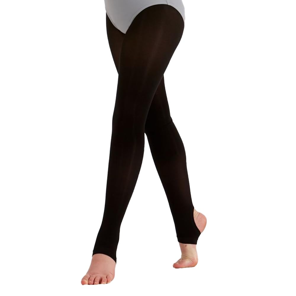 Silky Matte Stirrup Dance Tights - Black Large