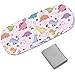 CREATCABIN Hard Shell Glasses Case Leather Sunglasses Case Portable Slim Eyeglass Spectacle Cases Holder Clamshell Protective Cover with Cleaning Cloth Gift for Women Men Pink Dinosaur 6.4x2.5x1.5Inch
