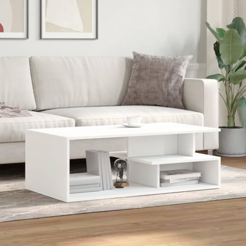 Table basse blanche style moderne en bois meuble d'appoint stable salon