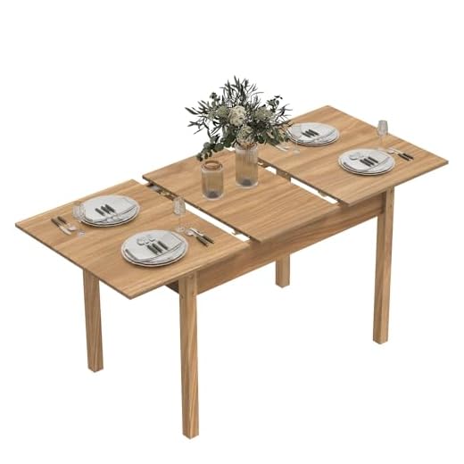 ARTETHYS Dining Table, 110-150cm Wood Extendable Table for 6-8 People, Large Kitchen Dinner Table with Solid Legs for Restaurant, Home