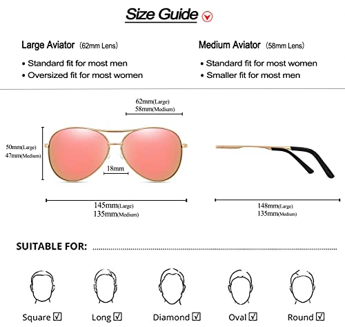 BOTPOV Aviator Sunglasses for Men Women Polarized UV400 Protection Mirrored Lens Metal Frame with Spring Hinges…3
