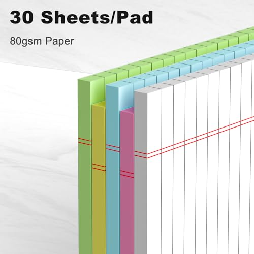 5pcs small note pads 5x8 notebook college ruled legal pads color notepads 5 pack study back writing pads 5 x 8 perforated narrow ruled pads of paper for school amp office supplies 30 sheetspack