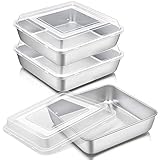 Square Cake Pan with Lid, P&P CHEF 8 Inch Stainless Steel Square Baking Pans for Lasagna Brownie,...