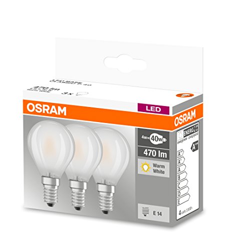 Osram BASE CLAS P Lampada LED E14, 40 W, Luce calda, 3 Unità (Confezione da 1)