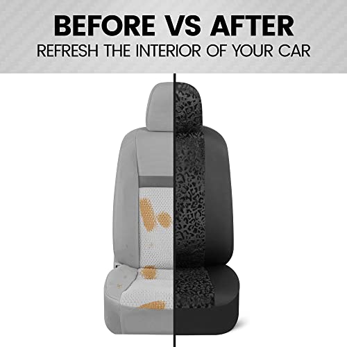 Bdk Black Leopard Car Seat Covers For Front Seats, Animal Print Front Seat Cover Set With Matching Headrest, Sideless Design For Easy Installation, Fits Most Car Truck Van And Suv, (Pack Of 2) #TOP6