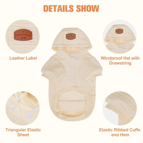 Image of BEAUTYZOO Dog Hoodies Sweater for Large Dogs,Waffle‑Like Laminated Pet Coat | Warm Dog Sweatshirt with Pocket & Leash Hole,Pullover Clothes for Girl Boy Dogs,Stretchy & Easy‑On‑Off,Labrador & Great Danes