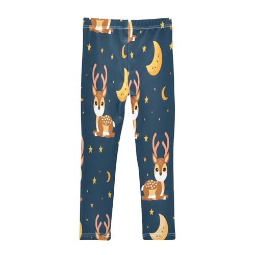 Toddler Girls Leggings Printed Yoga Pants Leggings Deer Night Background and Moon Stars for Kids2