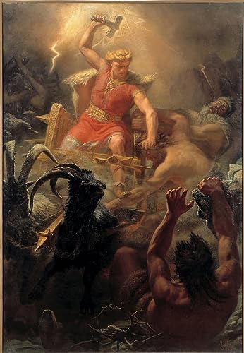 La lucha de Thor póster vintage de Mårten Eskil Winge para decoración de oficinas de 60x90cm