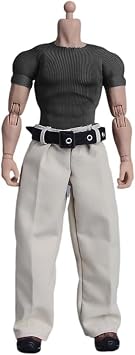 1/12 Scale Male Clothes, Tight Short Sleeves Elastic T-Shirt Top Clothes Outfit Costume for 6inch Muscle Collection Doll Grey