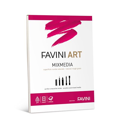 FAVINI Art Bloc de pegamento de mezcla de gramaje 250 g/m2 hojas 20 formato 21 x 29,7 cm A4