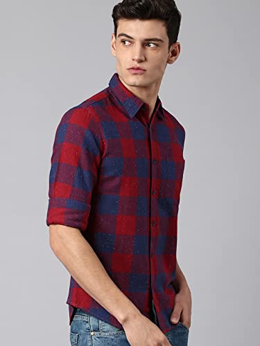 Image of Dennis Lingo Men's Cotton Checke Slim Fit Shirt