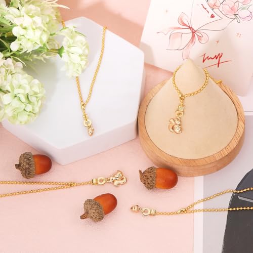 Image of GLOBLELAND 4PCS Brass Ceiling Fan Pull Chain Ceiling Fan Danglers with Decorative Squirrel and Pinecone Golden Beaded Ball Chain Extenders for Home Decoration