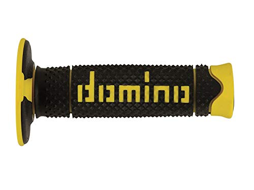 Manopole Dominó in gommatermoplastica per manubrio Motocross, Pitbike, Enduro, Trial, MX, Freeride (Giallo)