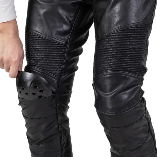 Ctbqitom Leather Motorcycle Pants Motocross Pants Riding Leather Pants For Men Dirt Bike Pants With Knee And Hip Ce Armor Protector Pads(Waist34-36 Inseam30) Black #TOP1