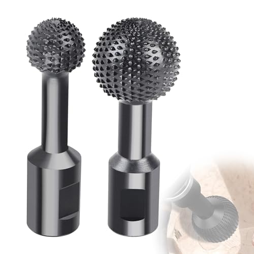 EFUTURETIME Fresa Esférica Giratoria para Madera, φ 25mm + 40mm, Fresa Giratoria de Acero al Carbono con Rosca M14, para Amoladora Angular 115/125 mm, Ideal para Cavar Grabar Lijar en Madera