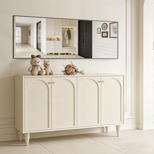 Image of 51x16 Inch Full Length Mirror Over the Door Hang or Wall Mounted Black