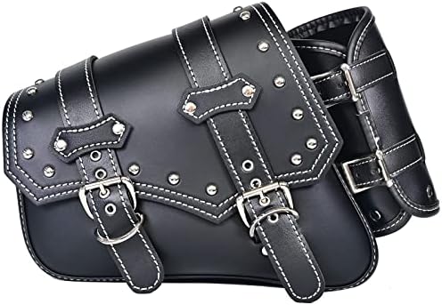 QJBOMTO Motorcycle Saddle Bags Side Bags - Saddlebags Softail Pvc Leather,Waterproof, Side Tool Bag, Universal Storage Tool Bag for Motorbike,with cup holder (Left Side)