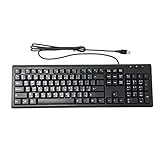 Arabic and English Computer Keyboard (USB Wired Black Keyboard with White Letters - Standard QWERTY Key Layout) - KB-2817BU