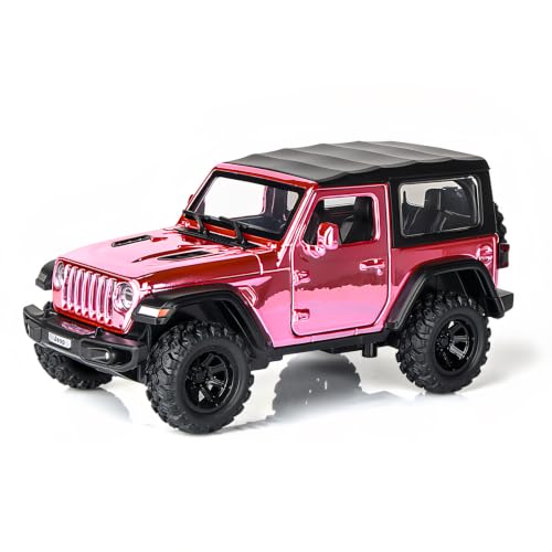 Image of imtfzct 1:32 Wrangler Rubicon Diecast Toy Car, Pull Back Off-Road Vehicle with Light & Sound, Openable Doors Hardtop, Metal Alloy Model Car Gift for Kids 3+ & Collectors, Pink