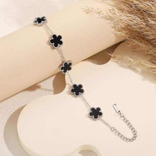 TICVSS 18K Gold Plated Four Leaf Clover Bracelet for Women - Elegant Lucky Charm Silver Chain Jewelry Gift - Image 4