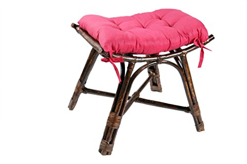 Novelty Cane Art Rattan Cane Wood Bamboo Curved Pouffe Stool Mudah with Cushion