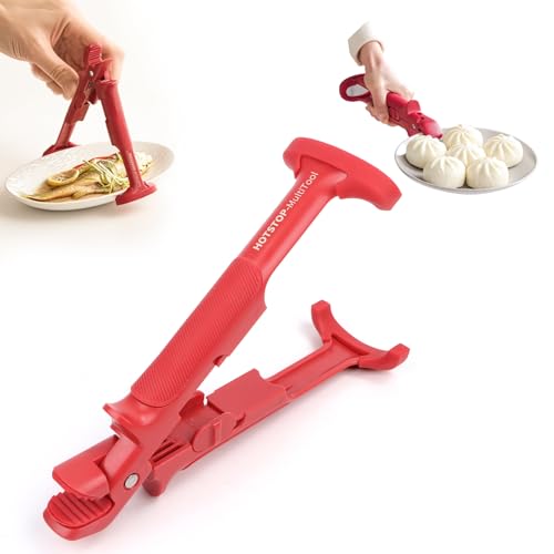 Feirdhoo Cuenco Plato Caliente Clip,Pinzas de cocina, 2 en 1 Agarrador Anti-Caliente, Pinzas para Bandeja de Pizza, para Horno, Microondas, Freidora de Aire y Vaporera