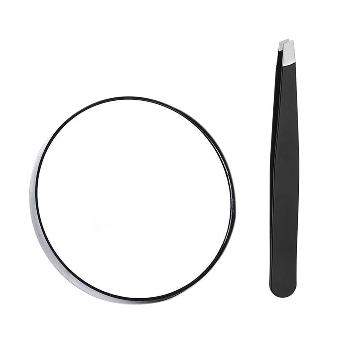 ZOKJSW1 x Magnifying Mirror Small Magnifying Mirror with Suction Cup and Tweezers as Travel Magnifying Mirror Compact Mirror Set for Plucking Eyebrows