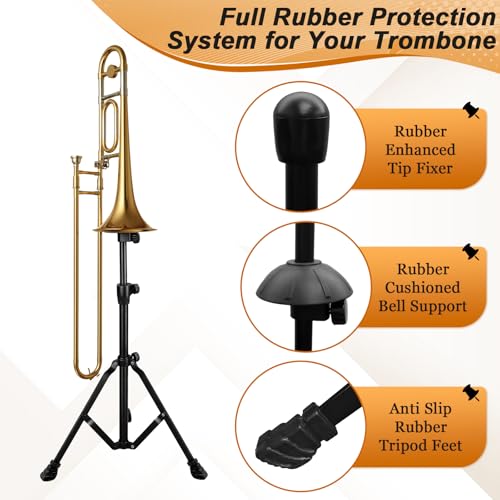 image for Ngdiluxury Trombone Stand, Adjustable Heavy Duty Matte Black Metal Tro