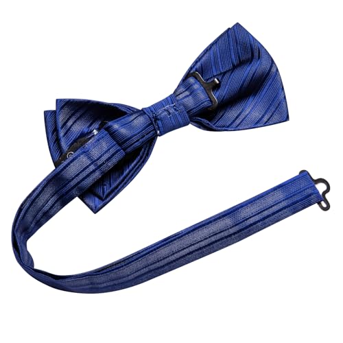 Image of Dubulle Mens Paisley Striped Bowtie Set Pre-tied Bowtie for Men and Pocket Square Set Wedding Business