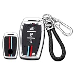 ontto Alloy Flip Car key fob cover case Fit for SsangYong Tivoli Korando Musso Grand Rexton Actyon Sports Torres Kyron 2 Sanka Smart Key Shell Holder keyring keychain Accessories 3 buttons Silver B