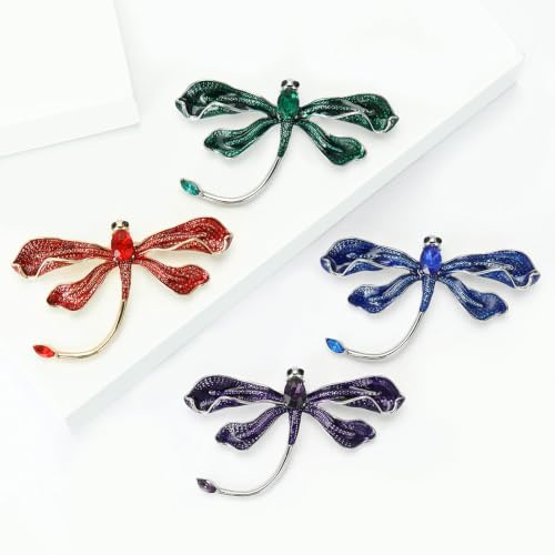 Image of Dragonfly Brooch and Pins for Women Enamel /Rhinestone Crystal Dragonfly Animals Brooches Jewelry for Mom Wife Elegant Dress Accessories Birthday Gifts
