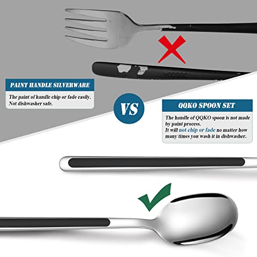 6 Piece Spoons Set, 18/10 Stainless Steel Korean Spoons Silverware, Long Handle Spoons Use For Iced Tea, Ice Cream, Dessert, Rice, Colorful Soup Spoons For Stirring, Dishwasher Safe, 8.07 Inch #TOP3