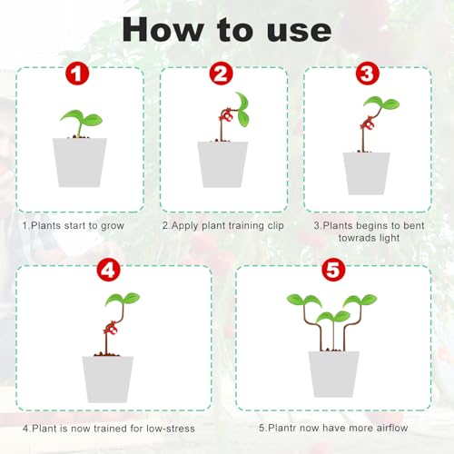 Ouligay 40pcs Plant Training Clips, Plastic Plant Clip, Lst Clips for Low Stress Training Plant Stem Support, 90 Degree Angle Plant Clips(Circle Style,Red and Green)