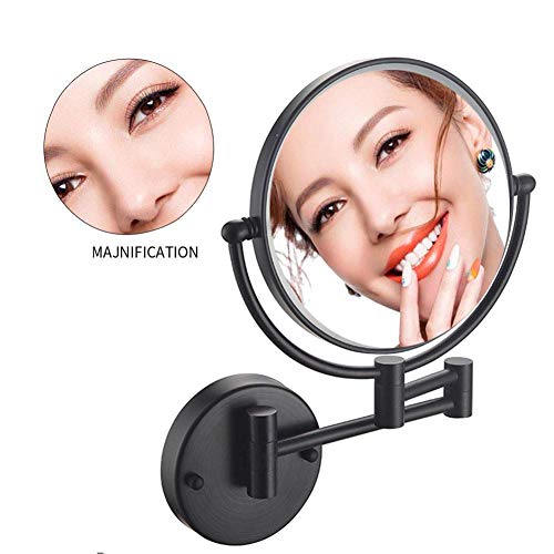 Miroir de maquillage mural LED noir mat avec bras extensible double face - 4