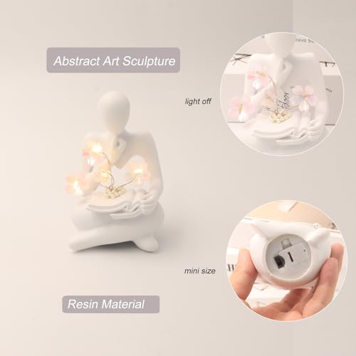 Estatua decorativa de lectora con luz LED y base de resina miniatura 4