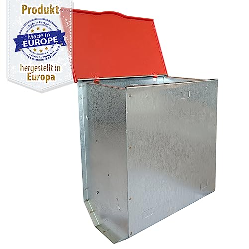 Breker Futterautomat Kaninchen 2,5 KG [mit Deckel] aus Metall - 2 Fresstellen - Futterspender für Kleintiere und Nager - Outdoor geeignet
