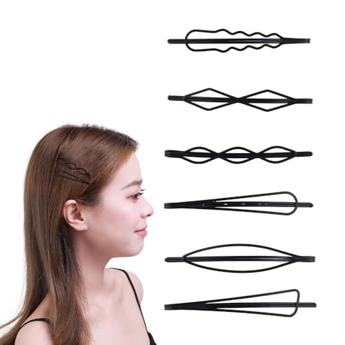 Épingles à cheveux Bobby décoratives, 6 pcs, noir