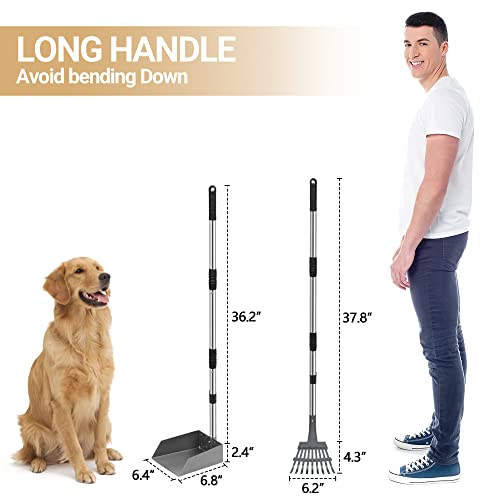 Heeyoo Dog Pooper Scooper, Dog Poop Tray and Rake Set, Pet Waste Removal Scoop with Long Adjustable Sectional Stainless… - Image 4