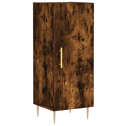 Armario de almacenamiento delgado para espacios pequeños, unidad esquinera moderna con puerta, mesa consola estrecha y vitrina, baño de roble ahumado